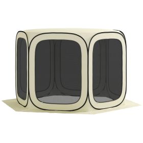 11 x 11ft Pop Up Screen Tent, UPF50+ Portable Camping Gazebo Screen House with Carry Bag, Beige