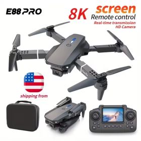 E88 Pro Mini Drone With Screen Control 4K Dual Camera Optical Flow Positioning LED Lighting Remote Control
