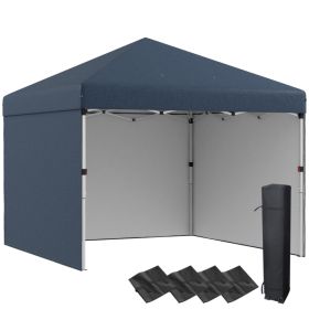 10' x 10' Pop Up Canopy with Sidewalls, Weight Bags and Carry Bag, Height Adjustable Tent for Parties, Navy