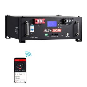48V 400Ah LiFePO4 Lithium Battery, 4 Pack 100Ah, 20.48kWh Capacity, 51.2V Server Rack LiFePO4 Battery with Bluetooth, Max 6000 Cycles, LCD Display