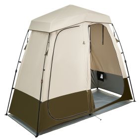 VEVOR Camping Shower Tent, 2-Room Foldable Privacy Tent Changing Room with Ground Stakes, Ropes, Carry Bag, and Crossbar